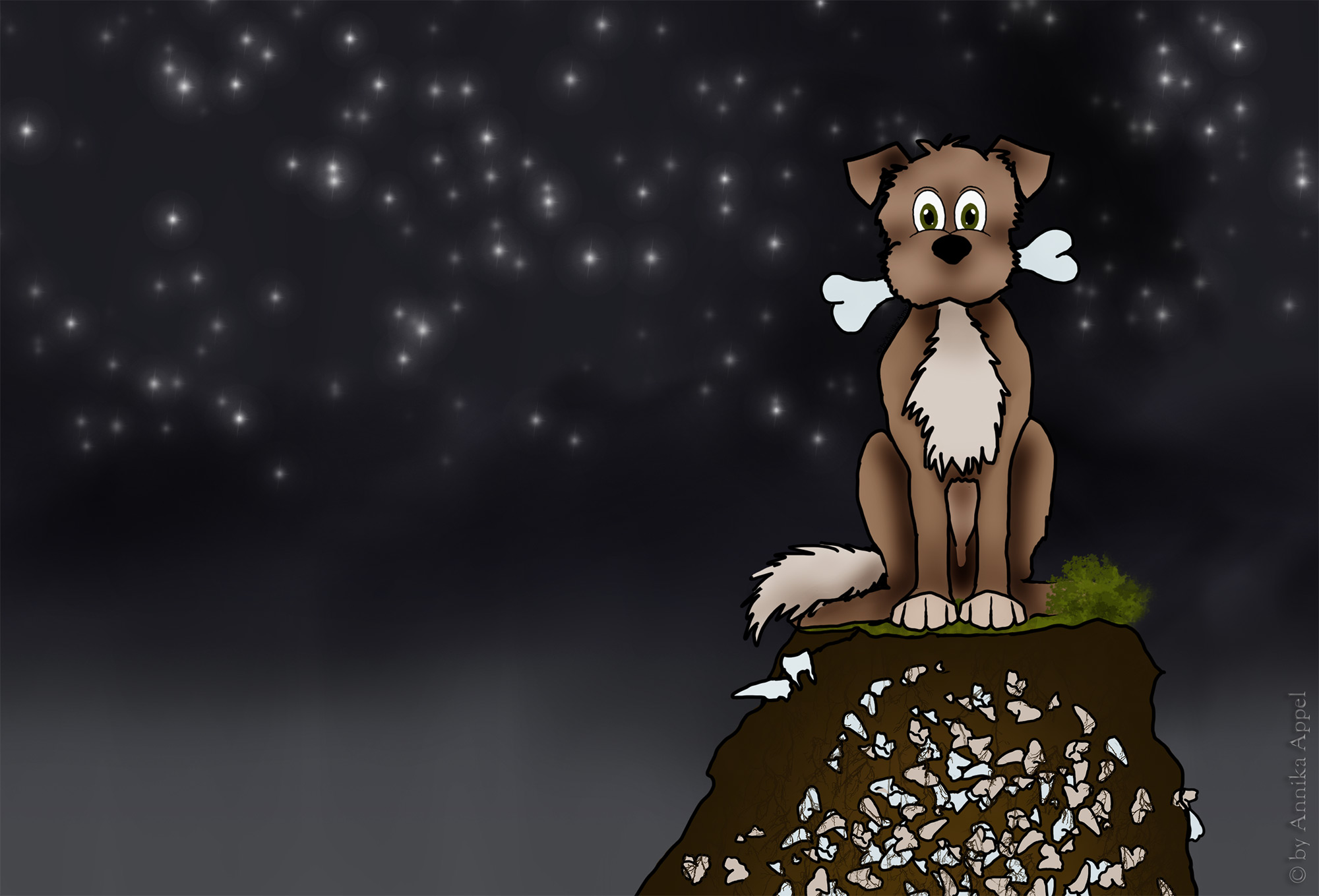 Traumwelt Hund mit Knochen Futterblatt